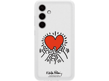 Charger l&#39;image dans la galerie, Coque de téléphone blanche avec un dessin de cœur rouge et la signature de Keith Haring.
