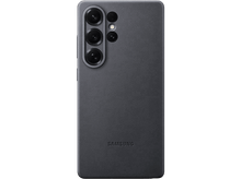 Charger l&#39;image dans la galerie, Coque de téléphone Samsung gris foncé avec trois objectifs d&#39;appareil photo. Fond noir.
