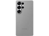 Une coque de téléphone grise avec des lentilles de caméra en haut à gauche. Logo Samsung.