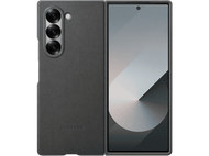 Téléphone gris pliable avec trois caméras à l'arrière.