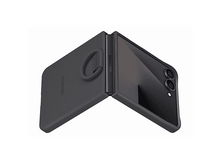 Charger l&#39;image dans la galerie, Une coque de téléphone Samsung gris foncé, partiellement ouverte, avec le logo Samsung visible. Une bague pour l&#39;adhérence.
