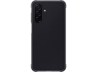 Une coque de téléphone noire avec un dos texturé et trois objectifs.
