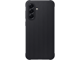 Coque de téléphone noire avec lignes verticales, avec des lentilles triples.