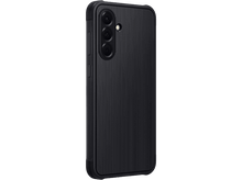 Charger l&#39;image dans la galerie, Coque de téléphone noire avec une texture nervurée. La coque a trois découpes pour la caméra.
