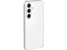Charger l'image dans la galerie, Une coque de smartphone blanche avec un dos transparent et trois objectifs d'appareil photo. C'est sur un fond noir.
