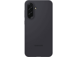 Coque de téléphone Samsung, gris foncé, sur fond noir. Logo SAMSUNG visible.