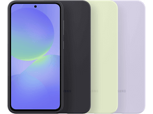 Charger l&#39;image dans la galerie, Quatre téléphones. Téléphone noir, étui noir, téléphone vert, téléphone lilas clair. Fond blanc.
