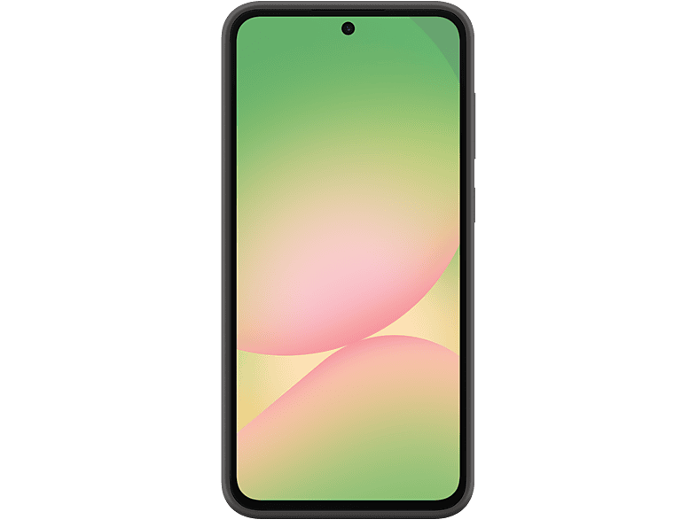 Un smartphone noir avec écran dégradé, isolé sur fond noir.