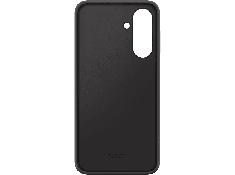 Coque de téléphone noire, dos uni avec découpe pour caméra, sur fond noir.
