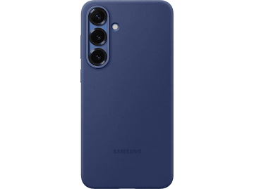 Coque de téléphone bleu foncé avec trois objectifs d'appareil photo. Logo Samsung en bas.
