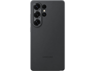 Téléphone noir avec trois caméras. Il est sur un fond noir.