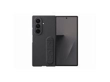 Charger l&#39;image dans la galerie, Un téléphone pliable gris foncé est affiché ouvert. L&#39;arrière montre trois caméras et le mot FOLD. L&#39;écran est sombre.
