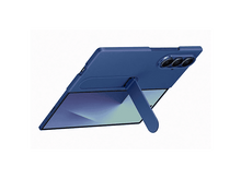 Charger l&#39;image dans la galerie, Une tablette bleue avec un support intégré est inclinée, révélant l&#39;écran. Trois lentilles de caméra sont visibles. Le fond est blanc.
