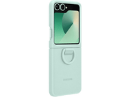 Une coque de téléphone Samsung vert menthe avec un porte-anneau et un écran.