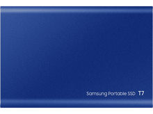 Charger l&#39;image dans la galerie, SSD portable Samsung bleu avec texte blanc sur fond clair.
