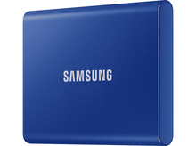 Charger l&#39;image dans la galerie, SSD portable Samsung bleu avec le nom de la marque en blanc.
