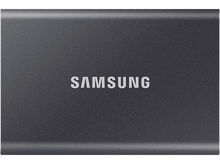 Charger l&#39;image dans la galerie, Un disque dur externe Samsung gris foncé avec le nom de la marque en blanc.
