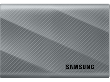 Charger l&#39;image dans la galerie, SSD portable gris Samsung avec une surface texturée et le logo Samsung.

