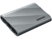 Charger l&#39;image dans la galerie, Un disque dur portable gris rectangulaire avec le logo Samsung. Il a des coins arrondis.
