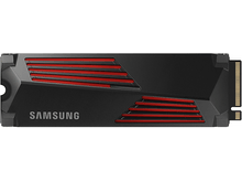 Charger l&#39;image dans la galerie, Un SSD NVMe Samsung noir et rouge, avec un design de dissipateur thermique. Le logo Samsung est visible.
