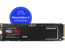 Charger l&#39;image dans la galerie, SSD Samsung 980 PRO, 500 Go, noir. Logo de cercle bleu compatible Playstation 5.
