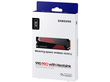 Charger l&#39;image dans la galerie, Une boîte blanche avec un SSD noir à l&#39;intérieur. La boîte a un logo Samsung et une étiquette de 4 To.
