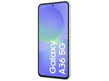 Charger l&#39;image dans la galerie, Un smartphone vert clair avec le texte &#39;Galaxy A36 5G&#39; affiché sur l&#39;écran.
