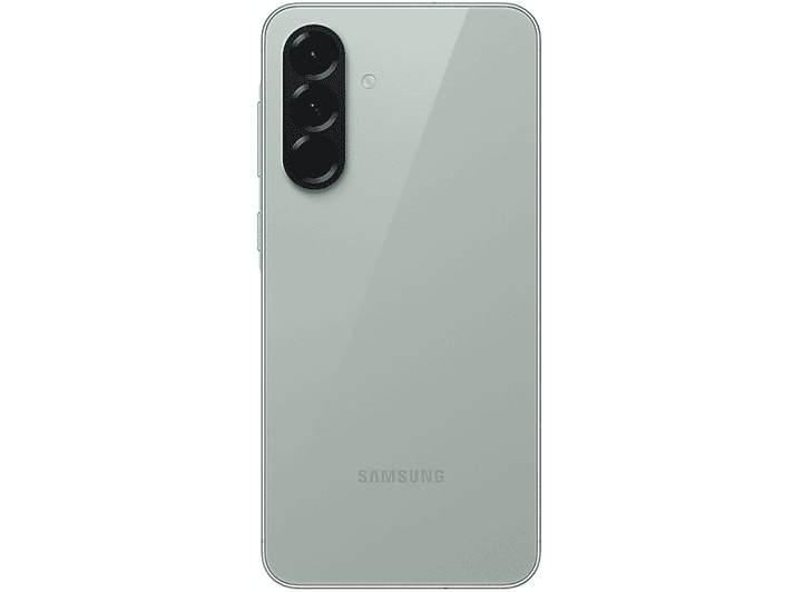 L'arrière d'un téléphone Samsung vert clair. Il a trois caméras et le logo Samsung.