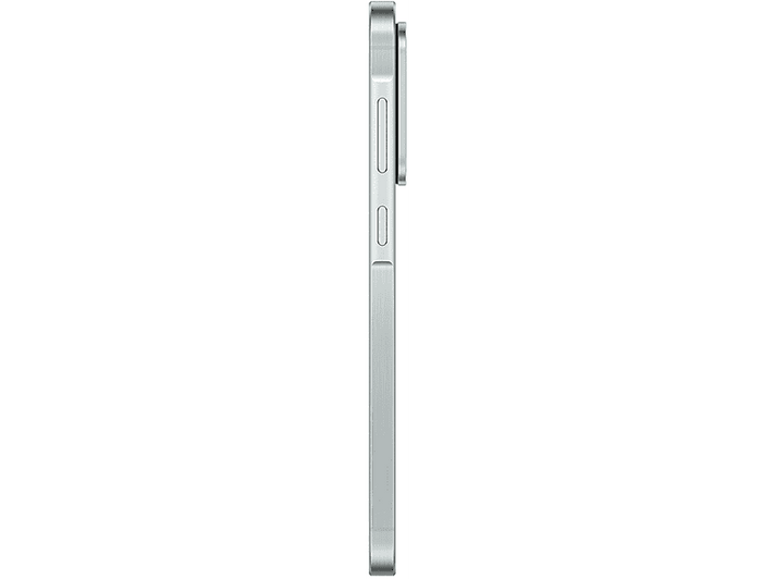 Vue latérale d'un smartphone fin, vert clair. Il possède un module caméra et un profil élégant.