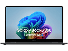 Charger l&#39;image dans la galerie, L&#39;écran de l&#39;ordinateur affiche un tourbillon coloré avec du texte, Galaxy Book5 360 et Galaxy A1+.
