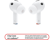 Charger l'image dans la galerie, Deux écouteurs blancs avec un étui de chargement. Texte 'Clip Case en cadeau'. Fond blanc.
