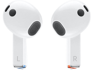 Paire d'AirPods blancs Apple, avec indicateurs 'L' et 'R'.