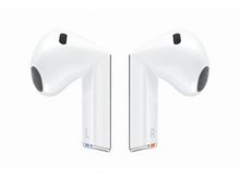 Charger l'image dans la galerie, Écouteurs blancs, gauche et droit, sur fond blanc. Étiquettes L et R.

