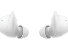 Charger l'image dans la galerie, Deux écouteurs blancs, côte à côte, avec des embouts visibles.
