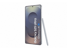 Charger l'image dans la galerie, Un smartphone avec un stylet, affichant le texte : Galaxy S25 Ultra, Galaxy AI. Fond bleu clair.

