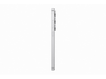 Charger l'image dans la galerie, Vue latérale d'un smartphone argenté, montrant les boutons latéraux et la caméra.
