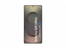 Charger l'image dans la galerie, Un smartphone avec un cadre argenté et un écran affichant un motif tourbillon et les mots 'Galaxy S25 Ultra AI'.
