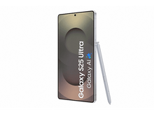 Charger l'image dans la galerie, Téléphone blanc avec stylet, texte Galaxy S25 Ultra sur écran, sur fond blanc.
