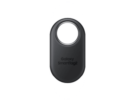 Une étiquette circulaire noire avec un trou et les mots 