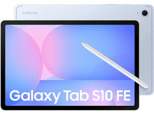 Charger l&#39;image dans la galerie, Une tablette et un stylo Samsung. La tablette est bleu clair avec un écran tactile. Le stylo est blanc.
