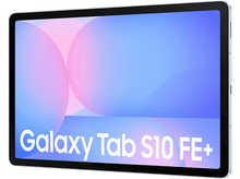 Charger l&#39;image dans la galerie, Tablette Galaxy Tab S10 FE+ sur fond noir avec dégradé rose et bleu.
