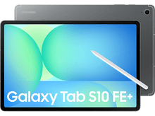 Charger l'image dans la galerie, Tablette avec stylet sur fond noir, affichant Galaxy Tab S10 FE+.
