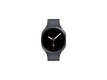 Charger l&#39;image dans la galerie, Une smartwatch gris foncé avec un cadran noir. La montre affiche l&#39;heure et la date. Le fond est blanc.
