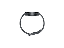 Charger l&#39;image dans la galerie, Une montre connectée gris foncé avec écran et bracelet circulaires est montrée de côté sur fond blanc.
