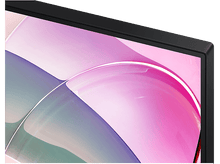 Charger l&#39;image dans la galerie, Gros plan sur un écran de télévision avec un cadre noir, affichant de l&#39;art abstrait rose et violet.
