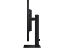 Charger l&#39;image dans la galerie, Vue latérale d&#39;un moniteur d&#39;ordinateur noir sur un support noir sur fond blanc.
