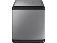 Un caisson de basses pour barre de son Samsung noir et argent.