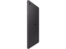 Charger l&#39;image dans la galerie, Tablette Samsung gris foncé, légèrement inclinée pour montrer le profil latéral. Surface sombre, éclairage neutre.
