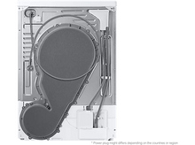 Charger l&#39;image dans la galerie, Vue arrière d&#39;un lave-linge blanc montrant les composants internes.
