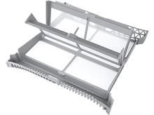 Charger l&#39;image dans la galerie, Filtre de sèche-linge gris, ouvert, montrant deux écrans maillés. Cadre en plastique gris clair.
